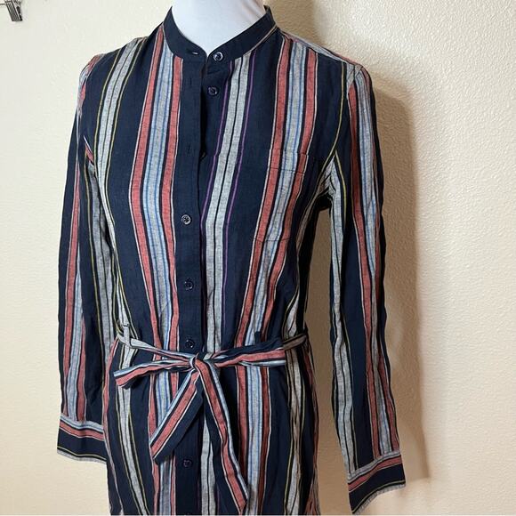 AG Adriano Goldschmied Jett linen cotton striped button mini shirtdress SMALL - Picture 4 of 12